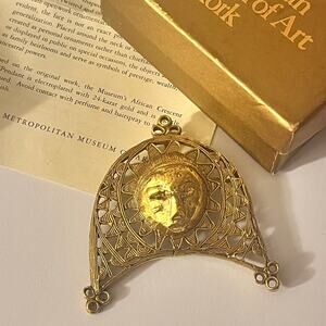 vintage gold tone AFRICAN CRESCENT PIN/PENDANT MMA Metropolitan Museum of Art